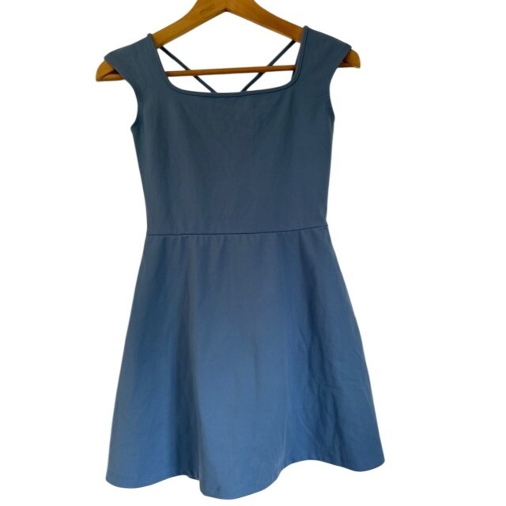 Wild Fable Kids Blue Sleeveless Dress Square Neck Fit & Flare Casual Party  - XS